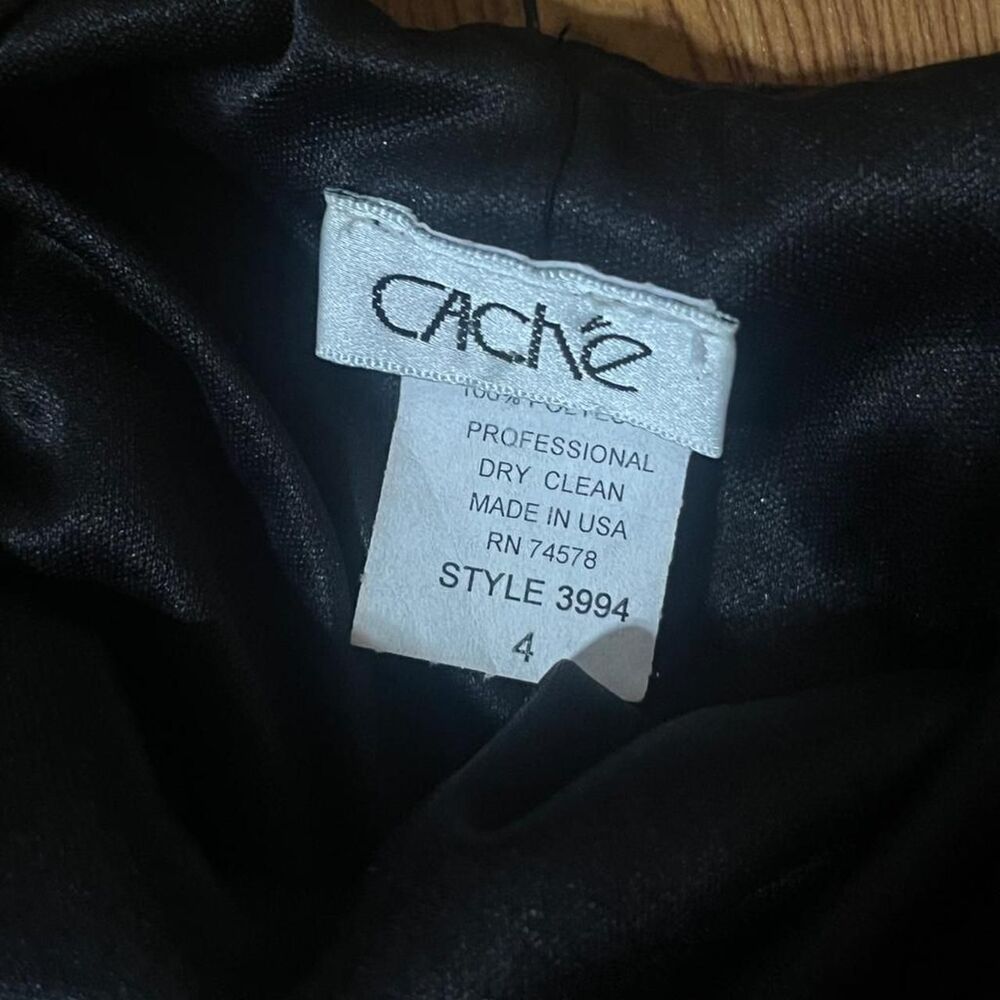 Vintage Y2K Cache Women's Black & Orange Tropical Floral Halter Midi Dress SZ 4 - Picture 4 of 4